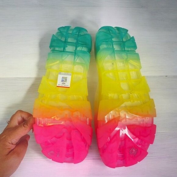 NWT UGG Jella Clear Watercolor Slide Sandals Multicolor Size 10 - Picture 7 of 15
